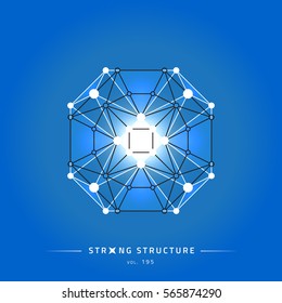 Stroke linear isolated geometric figure. Scientific grid. Chemical lattice structure. Compound model. Fundamental nuclear particle. Sacral symbol. Magic metaphysic emblem sign. Cosmic astral shape.