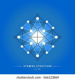 Stroke linear isolated geometric figure. Scientific grid. Chemical lattice structure. Compound model. Fundamental nuclear particle. Sacral symbol. Magic metaphysic emblem sign. Cosmic astral shape.