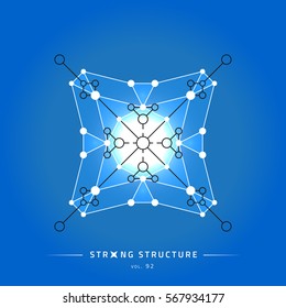 Stroke linear isolated geometric figure. Scientific grid. Chemical lattice structure. Compound model. Fundamental nuclear particle. Sacral symbol. Magic metaphysic emblem sign. Cosmic astral shape.