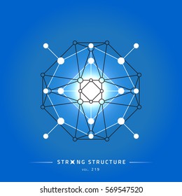 Stroke linear isolated geometric figure. Scientific grid. Chemical lattice structure. Compound model. Fundamental nuclear particle. Sacral symbol. Magic metaphysic emblem sign. Cosmic astral shape.