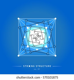 Stroke linear isolated geometric figure. Scientific grid. Chemical lattice structure. Compound model. Fundamental nuclear particle. Sacral symbol. Magic metaphysic emblem sign. Cosmic astral shape.