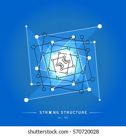 Stroke linear isolated geometric figure. Scientific grid. Chemical lattice structure. Compound model. Fundamental nuclear particle. Sacral symbol. Magic metaphysic emblem sign. Cosmic astral shape.