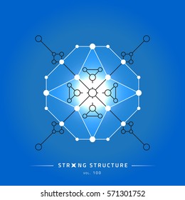 Stroke linear isolated geometric figure. Scientific grid. Chemical lattice structure. Compound model. Fundamental nuclear particle. Sacral symbol. Magic metaphysic emblem sign. Cosmic astral shape.