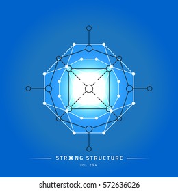 Stroke linear isolated geometric figure. Scientific grid. Chemical lattice structure. Compound model. Fundamental nuclear particle. Sacral symbol. Magic metaphysic emblem sign. Cosmic astral shape.