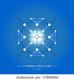 Stroke linear isolated geometric figure. Scientific grid. Chemical lattice structure. Compound model. Fundamental nuclear particle. Sacral symbol. Magic metaphysic emblem sign. Cosmic astral shape.