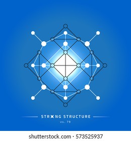 Stroke linear isolated geometric figure. Scientific grid. Chemical lattice structure. Compound model. Fundamental nuclear particle. Sacral symbol. Magic metaphysic emblem sign. Cosmic astral shape.
