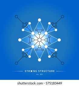 Stroke linear isolated geometric figure. Scientific grid. Chemical lattice structure. Compound model. Fundamental nuclear particle. Sacral symbol. Magic metaphysic emblem sign. Cosmic astral shape.