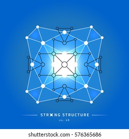 Stroke linear isolated geometric figure. Scientific grid. Chemical lattice structure. Compound model. Fundamental nuclear particle. Sacral symbol. Magic metaphysic emblem sign. Cosmic astral shape.