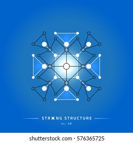 Stroke linear isolated geometric figure. Scientific grid. Chemical lattice structure. Compound model. Fundamental nuclear particle. Sacral symbol. Magic metaphysic emblem sign. Cosmic astral shape.