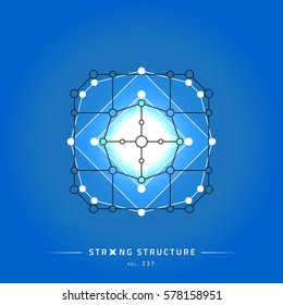 Stroke linear isolated geometric figure. Scientific grid. Chemical lattice structure. Compound model. Fundamental nuclear particle. Sacral symbol. Magic metaphysic emblem sign. Cosmic astral shape.