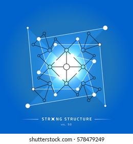 Stroke linear isolated geometric figure. Scientific grid. Chemical lattice structure. Compound model. Fundamental nuclear particle. Sacral symbol. Magic metaphysic emblem sign. Cosmic astral shape.