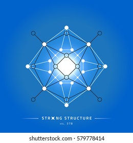 Stroke linear isolated geometric figure. Scientific grid. Chemical lattice structure. Compound model. Fundamental nuclear particle. Sacral symbol. Magic metaphysic emblem sign. Cosmic astral shape.