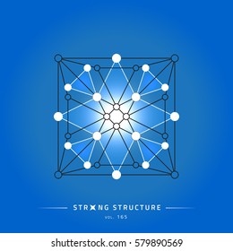 Stroke linear isolated geometric figure. Scientific grid. Chemical lattice structure. Compound model. Fundamental nuclear particle. Sacral symbol. Magic metaphysic emblem sign. Cosmic astral shape.