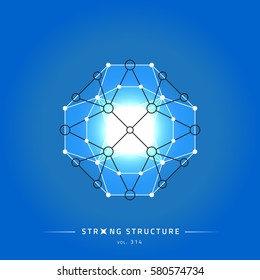 Stroke linear isolated geometric figure. Scientific grid. Chemical lattice structure. Compound model. Fundamental nuclear particle. Sacral symbol. Magic metaphysic emblem sign. Cosmic astral shape.