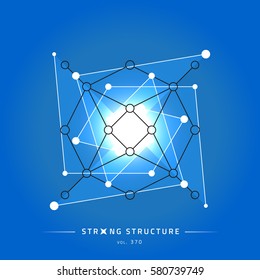 Stroke linear isolated geometric figure. Scientific grid. Chemical lattice structure. Compound model. Fundamental nuclear particle. Sacral symbol. Magic metaphysic emblem sign. Cosmic astral shape.