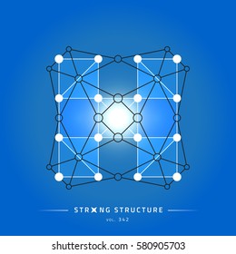 Stroke linear isolated geometric figure. Scientific grid. Chemical lattice structure. Compound model. Fundamental nuclear particle. Sacral symbol. Magic metaphysic emblem sign. Cosmic astral shape.