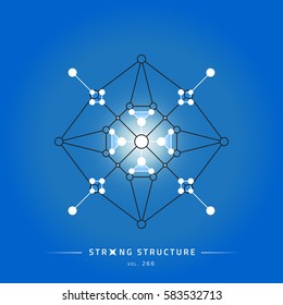 Stroke linear isolated geometric figure. Scientific grid. Chemical lattice structure. Compound model. Fundamental nuclear particle. Sacral symbol. Magic metaphysic emblem sign. Cosmic astral shape.