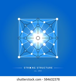 Stroke linear isolated geometric figure. Scientific grid. Chemical lattice structure. Compound model. Fundamental nuclear particle. Sacral symbol. Magic metaphysic emblem sign. Cosmic astral shape.