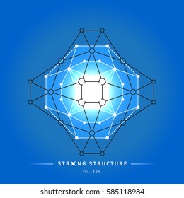 Stroke linear isolated geometric figure. Scientific grid. Chemical lattice structure. Compound model. Fundamental nuclear particle. Sacral symbol. Magic metaphysic emblem sign. Cosmic astral shape.