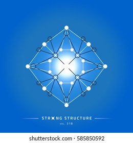 Stroke linear isolated geometric figure. Scientific grid. Chemical lattice structure. Compound model. Fundamental nuclear particle. Sacral symbol. Magic metaphysic emblem sign. Cosmic astral shape.