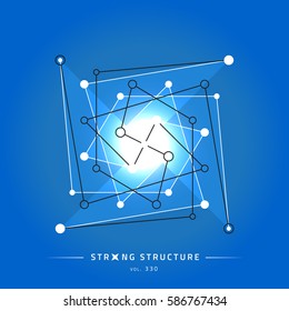 Stroke linear isolated geometric figure. Scientific grid. Chemical lattice structure. Compound model. Fundamental nuclear particle. Sacral symbol. Magic metaphysic emblem sign. Cosmic astral shape.
