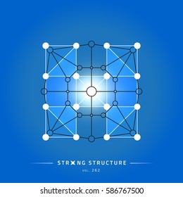 Stroke linear isolated geometric figure. Scientific grid. Chemical lattice structure. Compound model. Fundamental nuclear particle. Sacral symbol. Magic metaphysic emblem sign. Cosmic astral shape.