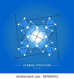 Stroke linear isolated geometric figure. Scientific grid. Chemical lattice structure. Compound model. Fundamental nuclear particle. Sacral symbol. Magic metaphysic emblem sign. Cosmic astral shape.