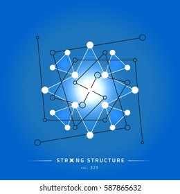 Stroke linear isolated geometric figure. Scientific grid. Chemical lattice structure. Compound model. Fundamental nuclear particle. Sacral symbol. Magic metaphysic emblem sign. Cosmic astral shape.