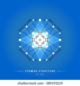 Stroke linear isolated geometric figure. Scientific grid. Chemical lattice structure. Compound model. Fundamental nuclear particle. Sacral symbol. Magic metaphysic emblem sign. Cosmic astral shape.