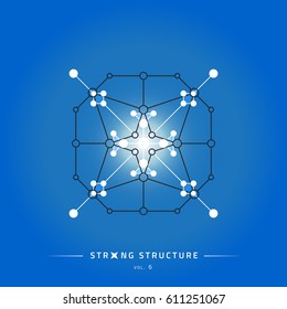 Stroke linear isolated geometric figure. Scientific grid. Chemical lattice structure. Compound model. Fundamental nuclear particle. Sacral symbol. Magic metaphysic emblem sign. Cosmic astral shape.