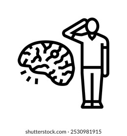 Icono de línea de enfermedad del hombre de accidente cerebrovascular. Signo de enfermedad del hombre de accidente cerebrovascular. Vector de contorno aislado Ilustración negra