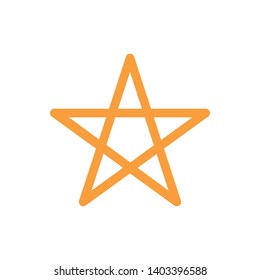 Stroke Orange Colored Star Pentagon