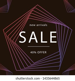 Stroke outlined hexagon elements with 40% Sale banner template design. Big sale special offer. 40% black background Special offer banner for poster, flyer, brochure, sticker. Vector illustration.