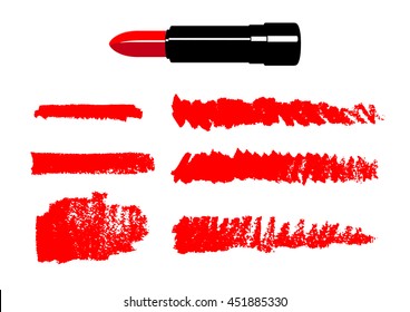 Stroke and paint line drawn by red lipstick