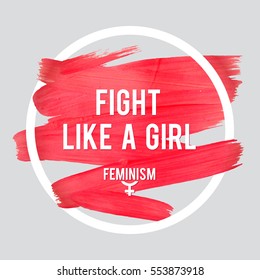 Stroke Poster Feminism. Female Symbol with Text. Woman's Vector Concept.