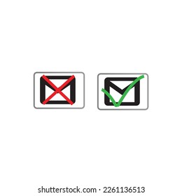 Stroke red green marker highlight element as crossed out underlined and emphasized text clip art graphic hand drawn, handwritten strikethrough accented lines, check mark and wrong set