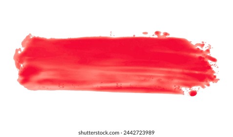 A stroke with a red watercolor brush. Cool and refreshing color.  Vector graphics