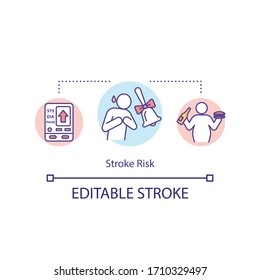 Stroke risk factors concept icon. Hypertension idea thin line illustration. High blood pressure and obesity. Unhealthy lifestyle. Vector isolated outline RGB color drawing. Editable stroke