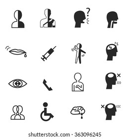 stroke sign and symptom icon set 