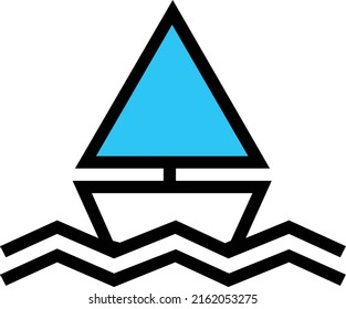 stroke style outlined concept ocean boat symbol   