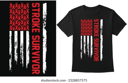 Stroke Survivor With USA Vintage Flag Graphic Design for T-Shirt Banner Poster Mug Hoodie Background 
