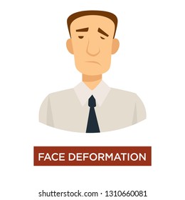 Síntoma de ataque cara deformación prevención de la enfermedad vector aislado carácter masculino trastorno de los músculos faciales sonrisa invertida corazón o ataque neurológico medicina y aviso de crisis de atención de la salud