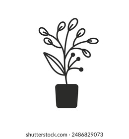 stroke vector home plant in flower