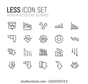 Stroke vector less line icons. Pixel perfect signs isolated on a white background. Minimal less pictograms in trendy outline style.