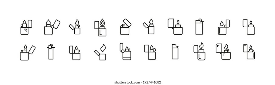 Stroke vector lighter line icons. Pixel perfect signs isolated on a white background. Lighter pictograms in trendy outline style.