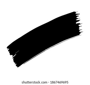 Stroke of a wide brush. Brush trace. Black