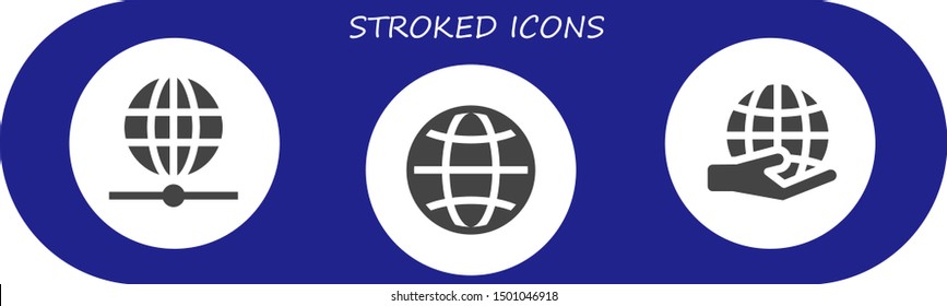 stroked icon set. 3 filled stroked icons.  Simple modern icons about  - Worldwide