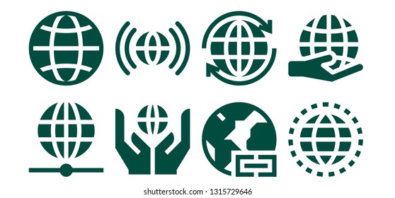 stroked icon set. 8 filled stroked icons.  Collection Of - Worldwide