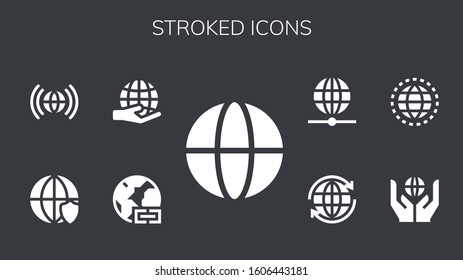 stroked icon set. 9 filled stroked icons. Included Worldwide icons