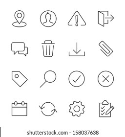 Stroked interface icon set.